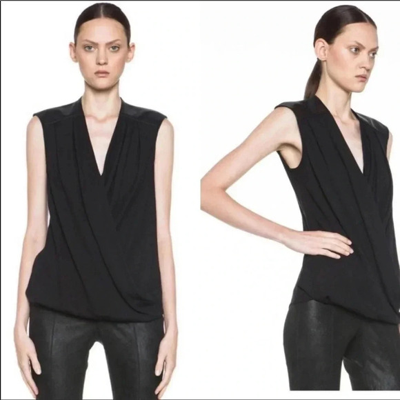 Helmut Lang Morse drape leather shoulder top - Picture 1 of 11